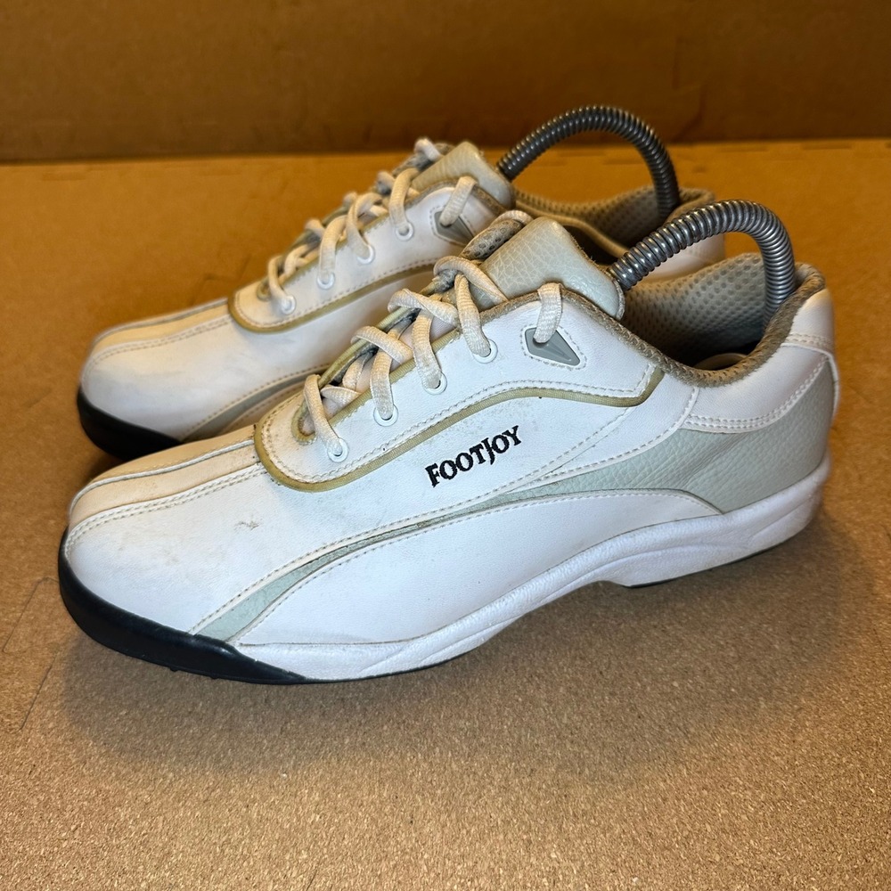 FootJoy GreenJoys Mens Golf Shoes White Grey Spiked 48744 Size 8.5 M - Picture 5 of 10